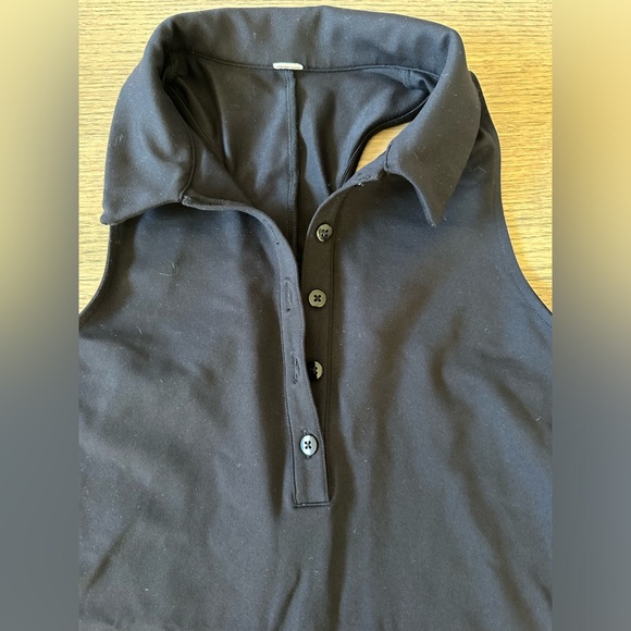 Alo Yoga Charmed Point Collar Tennis Dress-Black - Picture 3 of 8